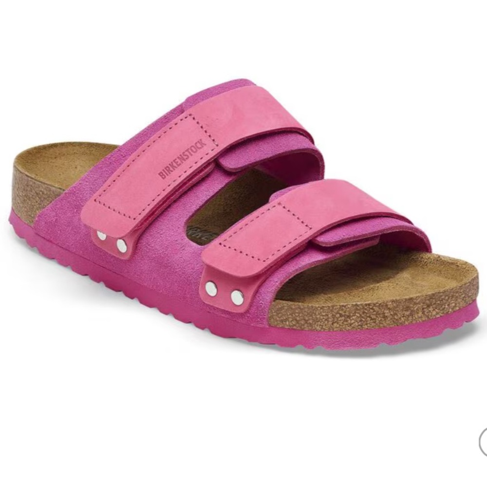 Birkenstock Fushsia "Uji" Limited Edition Nubuck Suede Sandals, Size 5.5. Narrow